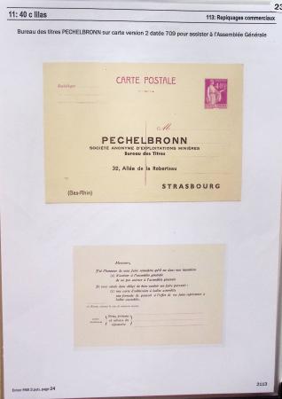 Gros classeur blanc de bureau contenant une collection spécialisée d'entiers postaux au type Paix 40c violet, 50c rouge, 55c violet, 65c Outremer, 90c