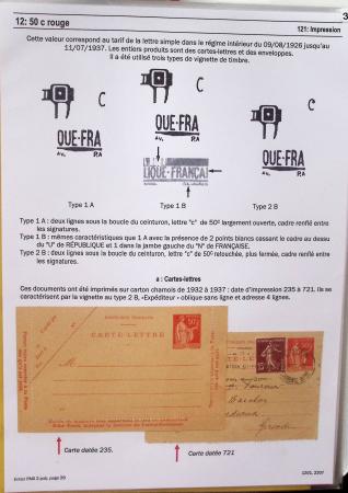 Gros classeur blanc de bureau contenant une collection spécialisée d'entiers postaux au type Paix 40c violet, 50c rouge, 55c violet, 65c Outremer, 90c