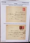 Gros classeur blanc de bureau contenant une collection spécialisée d'entiers postaux au type Paix 40c violet, 50c rouge, 55c violet, 65c Outremer, 90c