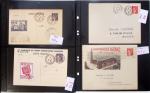 Gros classeur blanc de bureau contenant une collection spécialisée d'entiers postaux au type Paix 40c violet, 50c rouge, 55c violet, 65c Outremer, 90c