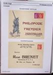 Gros classeur blanc de bureau contenant une collection spécialisée d'entiers postaux au type Paix 40c violet, 50c rouge, 55c violet, 65c Outremer, 90c