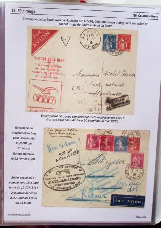 Gros classeur blanc de bureau contenant une collection spécialisée d'entiers postaux au type Paix 40c violet, 50c rouge, 55c violet, 65c Outremer, 90c