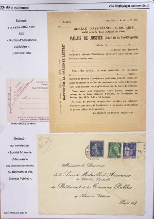 Gros classeur blanc de bureau contenant une collection spécialisée d'entiers postaux au type Paix 40c violet, 50c rouge, 55c violet, 65c Outremer, 90c