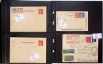 Gros classeur blanc de bureau contenant une collection spécialisée d'entiers postaux au type Paix 40c violet, 50c rouge, 55c violet, 65c Outremer, 90c