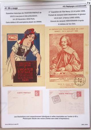 Gros classeur blanc de bureau contenant une collection spécialisée d'entiers postaux au type Paix 40c violet, 50c rouge, 55c violet, 65c Outremer, 90c