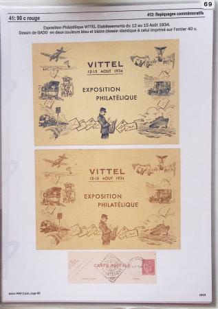 Gros classeur blanc de bureau contenant une collection spécialisée d'entiers postaux au type Paix 40c violet, 50c rouge, 55c violet, 65c Outremer, 90c