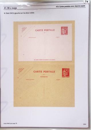 Gros classeur blanc de bureau contenant une collection spécialisée d'entiers postaux au type Paix 40c violet, 50c rouge, 55c violet, 65c Outremer, 90c