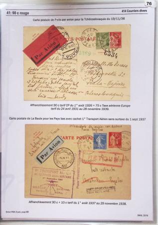 Gros classeur blanc de bureau contenant une collection spécialisée d'entiers postaux au type Paix 40c violet, 50c rouge, 55c violet, 65c Outremer, 90c