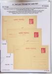 Gros classeur blanc de bureau contenant une collection spécialisée d'entiers postaux au type Paix 40c violet, 50c rouge, 55c violet, 65c Outremer, 90c