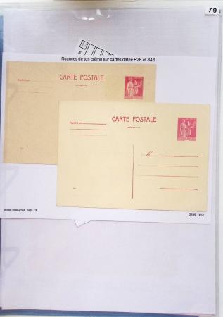 Gros classeur blanc de bureau contenant une collection spécialisée d'entiers postaux au type Paix 40c violet, 50c rouge, 55c violet, 65c Outremer, 90c