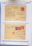 Gros classeur blanc de bureau contenant une collection spécialisée d'entiers postaux au type Paix 40c violet, 50c rouge, 55c violet, 65c Outremer, 90c