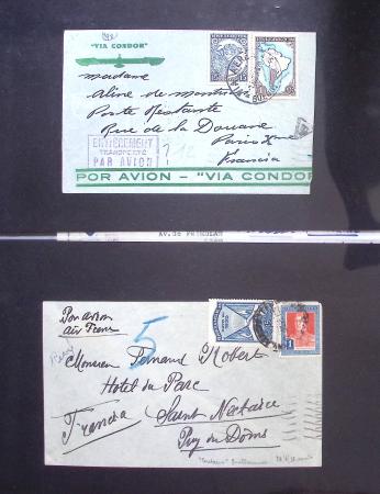 Album Safe vert contenant 20 plis Zeppelin ou thème Zeppelin + 172 plis ligne Mermoz et conquête de l'Atlantique sud ainsi que ligne Dagnaux (Afrique)