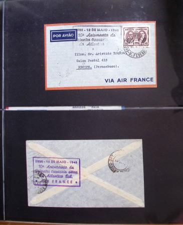 Album Safe vert contenant 20 plis Zeppelin ou thème Zeppelin + 172 plis ligne Mermoz et conquête de l'Atlantique sud ainsi que ligne Dagnaux (Afrique)
