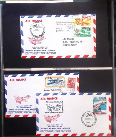 Album Safe vert contenant 20 plis Zeppelin ou thème Zeppelin + 172 plis ligne Mermoz et conquête de l'Atlantique sud ainsi que ligne Dagnaux (Afrique)