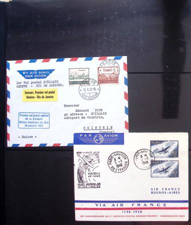 Album Safe vert contenant 20 plis Zeppelin ou thème Zeppelin + 172 plis ligne Mermoz et conquête de l'Atlantique sud ainsi que ligne Dagnaux (Afrique)