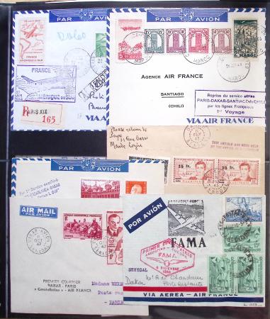 Album Safe vert contenant 20 plis Zeppelin ou thème Zeppelin + 172 plis ligne Mermoz et conquête de l'Atlantique sud ainsi que ligne Dagnaux (Afrique)