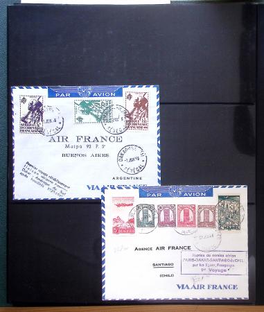 Album Safe vert contenant 20 plis Zeppelin ou thème Zeppelin + 172 plis ligne Mermoz et conquête de l'Atlantique sud ainsi que ligne Dagnaux (Afrique)