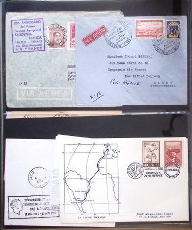 Album Safe vert contenant 20 plis Zeppelin ou thème Zeppelin + 172 plis ligne Mermoz et conquête de l'Atlantique sud ainsi que ligne Dagnaux (Afrique)