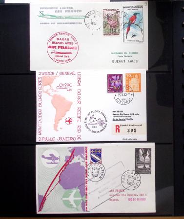 Album Safe vert contenant 20 plis Zeppelin ou thème Zeppelin + 172 plis ligne Mermoz et conquête de l'Atlantique sud ainsi que ligne Dagnaux (Afrique)