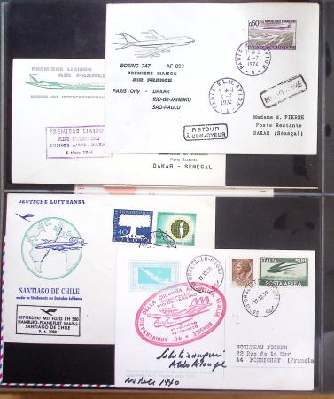 Album Safe vert contenant 20 plis Zeppelin ou thème Zeppelin + 172 plis ligne Mermoz et conquête de l'Atlantique sud ainsi que ligne Dagnaux (Afrique)