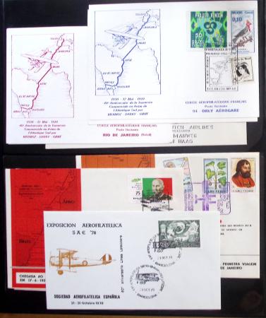 Album Safe vert contenant 20 plis Zeppelin ou thème Zeppelin + 172 plis ligne Mermoz et conquête de l'Atlantique sud ainsi que ligne Dagnaux (Afrique)