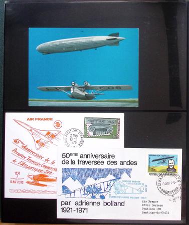 Album Safe vert contenant 20 plis Zeppelin ou thème Zeppelin + 172 plis ligne Mermoz et conquête de l'Atlantique sud ainsi que ligne Dagnaux (Afrique)