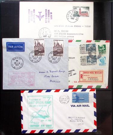 Album Safe vert contenant 20 plis Zeppelin ou thème Zeppelin + 172 plis ligne Mermoz et conquête de l'Atlantique sud ainsi que ligne Dagnaux (Afrique)