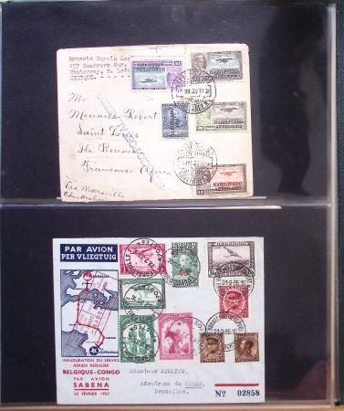 Album Safe vert contenant 20 plis Zeppelin ou thème Zeppelin + 172 plis ligne Mermoz et conquête de l'Atlantique sud ainsi que ligne Dagnaux (Afrique)