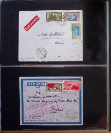 Album Safe vert contenant 20 plis Zeppelin ou thème Zeppelin + 172 plis ligne Mermoz et conquête de l'Atlantique sud ainsi que ligne Dagnaux (Afrique)