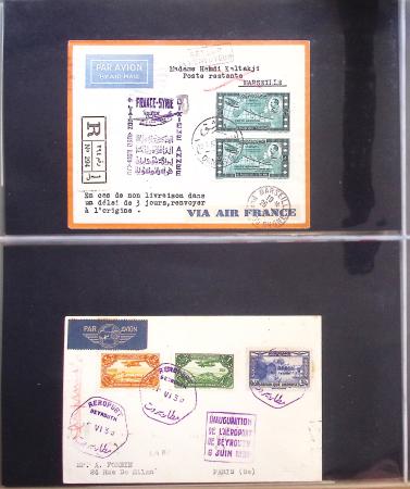 Album Safe vert contenant 20 plis Zeppelin ou thème Zeppelin + 172 plis ligne Mermoz et conquête de l'Atlantique sud ainsi que ligne Dagnaux (Afrique)