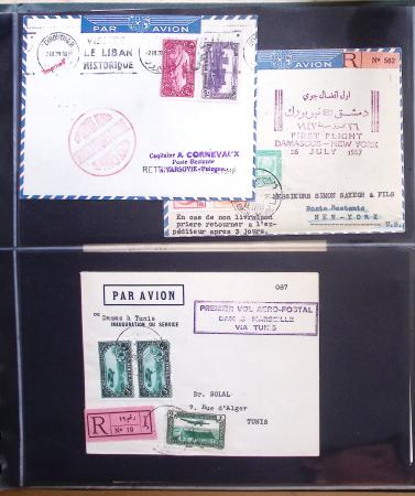 Album Safe vert contenant 20 plis Zeppelin ou thème Zeppelin + 172 plis ligne Mermoz et conquête de l'Atlantique sud ainsi que ligne Dagnaux (Afrique)