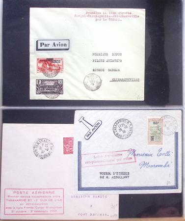 Album Safe vert contenant 20 plis Zeppelin ou thème Zeppelin + 172 plis ligne Mermoz et conquête de l'Atlantique sud ainsi que ligne Dagnaux (Afrique)