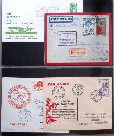 Album Safe vert contenant 20 plis Zeppelin ou thème Zeppelin + 172 plis ligne Mermoz et conquête de l'Atlantique sud ainsi que ligne Dagnaux (Afrique)