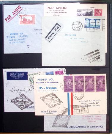 Album Safe vert contenant 20 plis Zeppelin ou thème Zeppelin + 172 plis ligne Mermoz et conquête de l'Atlantique sud ainsi que ligne Dagnaux (Afrique)