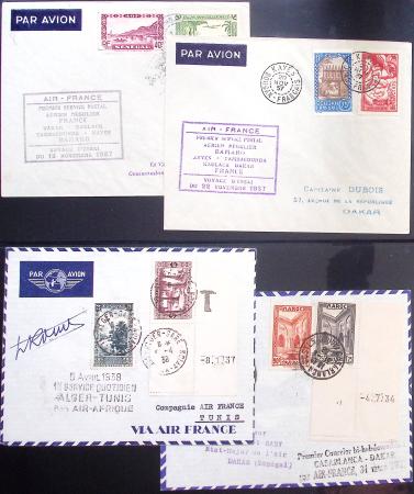 Album Safe vert contenant 20 plis Zeppelin ou thème Zeppelin + 172 plis ligne Mermoz et conquête de l'Atlantique sud ainsi que ligne Dagnaux (Afrique)
