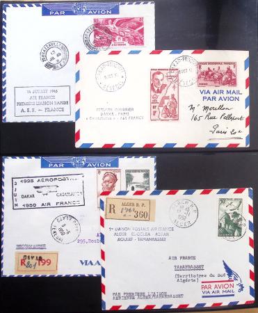 Album Safe vert contenant 20 plis Zeppelin ou thème Zeppelin + 172 plis ligne Mermoz et conquête de l'Atlantique sud ainsi que ligne Dagnaux (Afrique)