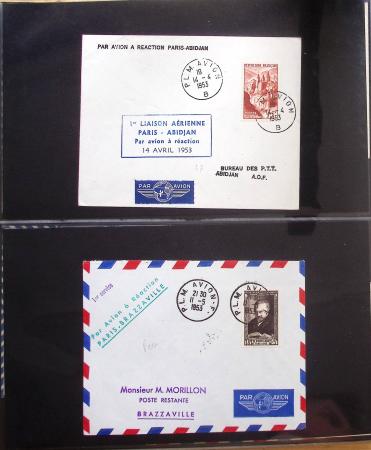 Album Safe vert contenant 20 plis Zeppelin ou thème Zeppelin + 172 plis ligne Mermoz et conquête de l'Atlantique sud ainsi que ligne Dagnaux (Afrique)