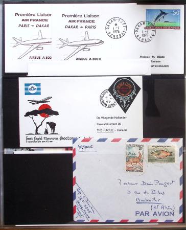Album Safe vert contenant 20 plis Zeppelin ou thème Zeppelin + 172 plis ligne Mermoz et conquête de l'Atlantique sud ainsi que ligne Dagnaux (Afrique)