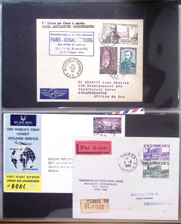 Album Safe vert contenant 20 plis Zeppelin ou thème Zeppelin + 172 plis ligne Mermoz et conquête de l'Atlantique sud ainsi que ligne Dagnaux (Afrique)