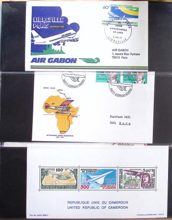 Album Safe vert contenant 20 plis Zeppelin ou thème Zeppelin + 172 plis ligne Mermoz et conquête de l'Atlantique sud ainsi que ligne Dagnaux (Afrique)