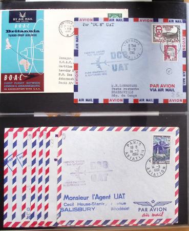 Album Safe vert contenant 20 plis Zeppelin ou thème Zeppelin + 172 plis ligne Mermoz et conquête de l'Atlantique sud ainsi que ligne Dagnaux (Afrique)