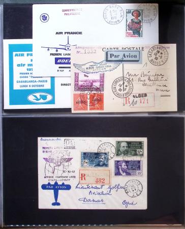 Album Safe vert contenant 20 plis Zeppelin ou thème Zeppelin + 172 plis ligne Mermoz et conquête de l'Atlantique sud ainsi que ligne Dagnaux (Afrique)
