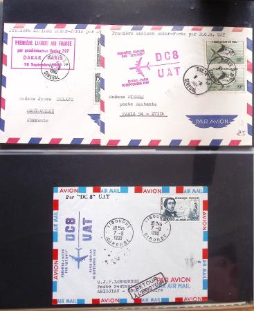 Album Safe vert contenant 20 plis Zeppelin ou thème Zeppelin + 172 plis ligne Mermoz et conquête de l'Atlantique sud ainsi que ligne Dagnaux (Afrique)