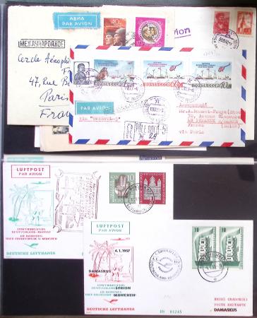 Album Safe vert contenant 20 plis Zeppelin ou thème Zeppelin + 172 plis ligne Mermoz et conquête de l'Atlantique sud ainsi que ligne Dagnaux (Afrique)