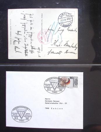 Album Safe vert contenant 20 plis Zeppelin ou thème Zeppelin + 172 plis ligne Mermoz et conquête de l'Atlantique sud ainsi que ligne Dagnaux (Afrique)