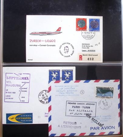 Album Safe vert contenant 20 plis Zeppelin ou thème Zeppelin + 172 plis ligne Mermoz et conquête de l'Atlantique sud ainsi que ligne Dagnaux (Afrique)