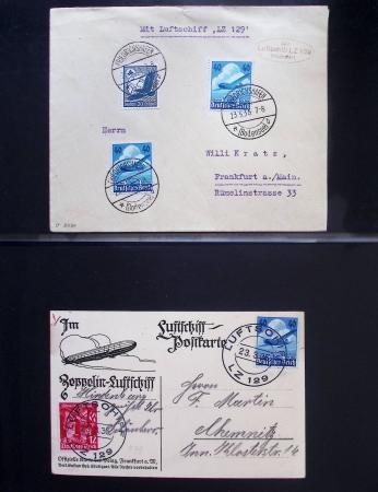 Album Safe vert contenant 20 plis Zeppelin ou thème Zeppelin + 172 plis ligne Mermoz et conquête de l'Atlantique sud ainsi que ligne Dagnaux (Afrique)