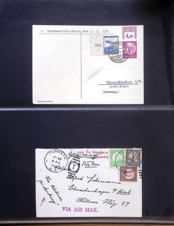 Album Safe vert contenant 20 plis Zeppelin ou thème Zeppelin + 172 plis ligne Mermoz et conquête de l'Atlantique sud ainsi que ligne Dagnaux (Afrique)