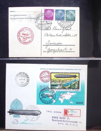 Album Safe vert contenant 20 plis Zeppelin ou thème Zeppelin + 172 plis ligne Mermoz et conquête de l'Atlantique sud ainsi que ligne Dagnaux (Afrique)