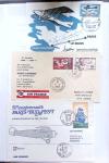 Album bistre d'aérophilatélie : 62 plis d'Europe dont France et Suisse, postale de nuit, à noter une carte souple avion et ballon Belgica Paris-Varsovie